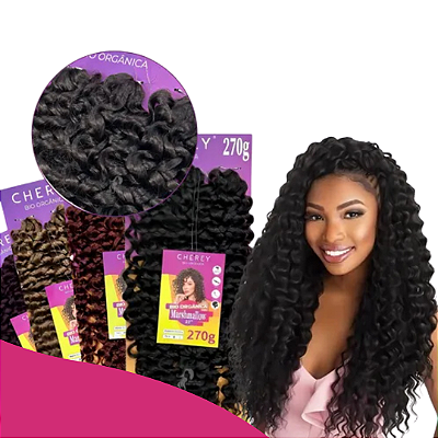 CABELO CACHEADO MARSHALLOW CROCHET BRAIDS CHEREY BIO ORGANICO 55CM