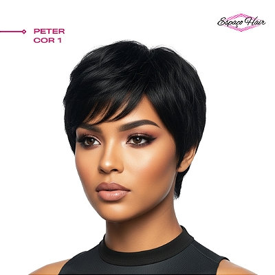 WIG PETER COR 1 - PERUCA UNISSEX PRETA - PERUCA PETER PAN MASCULINA