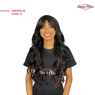 WIG MARÍLA COR 2 CASTANHO ESCURO| ORGÂNICA| ONDULADA l 65CM