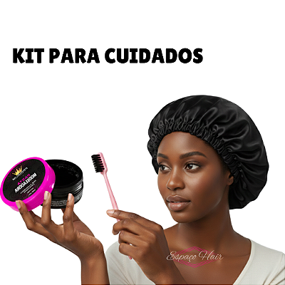 COMBO DURABILIDADE MAXIMA - KIT DE TOUCA DE CETIM + PASTA MODELADORA + ESCOVA DE BAY HAIR