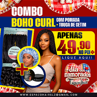 COMBO BOHO CURL + TOUCA DE CETIM + POMADA 150G