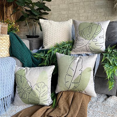 Capa de Almofada bella Estampada 45x45 (folhagem verde)
