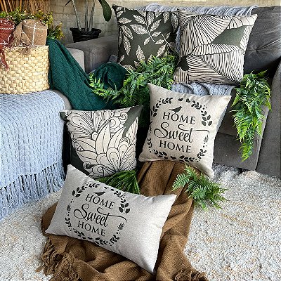 Capa de Almofada bella Estampada 45x45 (home swet home)
