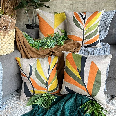 Capa de Almofada bella Estampada 45x45 (folhagem verde)