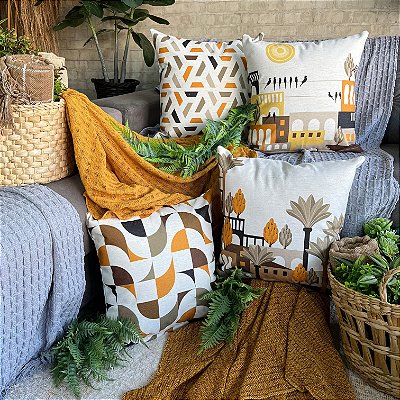 Capa de Almofada linho Estampada 45x45 (passaros)