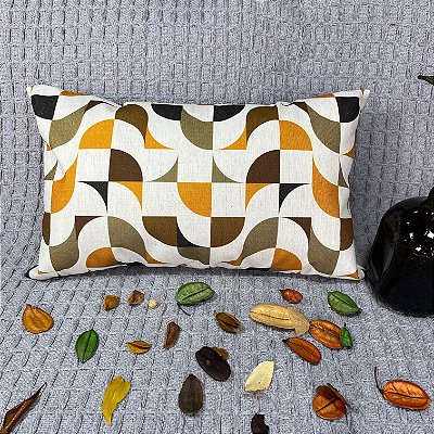 Capa Baguete linho Estampada 30x50 (geometrico mostarda)