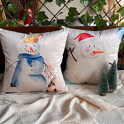 Capa para almofada "Natalina " estampada de veludo ( 45x45 ) KIT 5