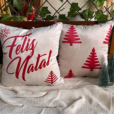 Capa para almofada "Natalina " estampada de veludo ( 45x45 ) KIT 8