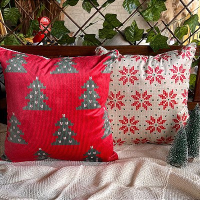 Capa para almofada "Natalina " estampada de veludo ( 45x45 ) KIT 9