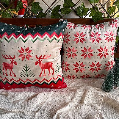 Capa para almofada "Natalina " estampada de veludo ( 45x45 ) KIT 11