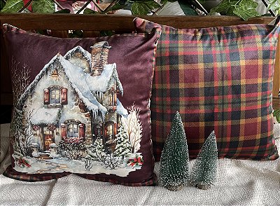 Capa para almofada "Natalina " estampada de veludo ( 45x45 ) KIT 13