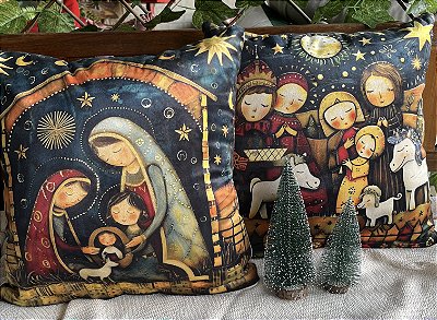 Capa para almofada "Natalina " estampada de veludo ( 45x45 ) KIT 15