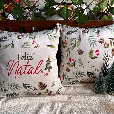Capa para almofada "Natalina " estampada de veludo ( 45x45 ) KIT 19
