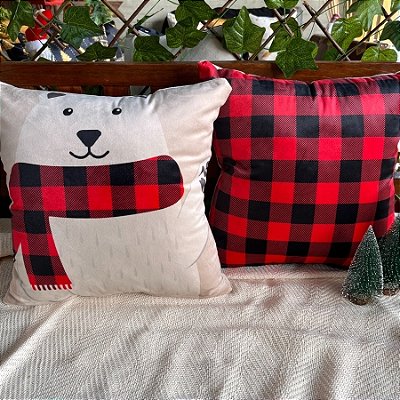 Capa para almofada "Natalina " estampada de veludo ( 45x45 ) KIT 21