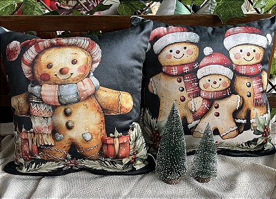 Capa para almofada "Natalina " estampada de veludo ( 45x45 ) KIT 25