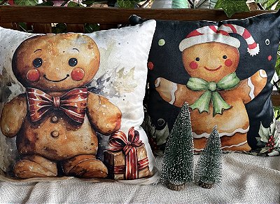 Capa para almofada "Natalina " estampada de veludo ( 45x45 ) KIT 26