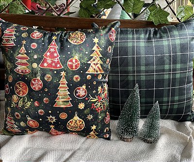 Capa para almofada "Natalina " estampada de veludo ( 45x45 ) KIT 27