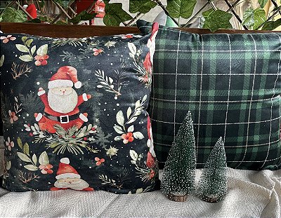 Capa para almofada "Natalina " estampada de veludo ( 45x45 ) kit 28