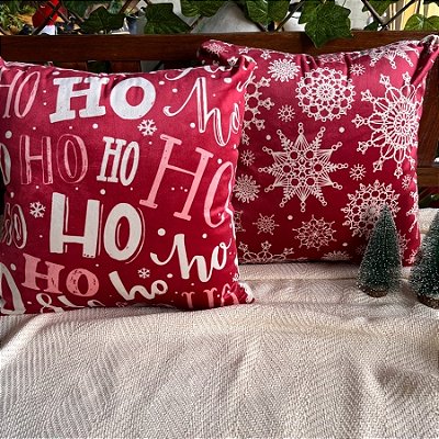 Capa para almofada "Natalina " estampada de veludo ( 45x45 ) kit 29