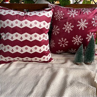 Capa para almofada "Natalina " estampada de veludo ( 45x45 ) KIT 30