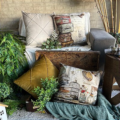 Capas para almofadas de veludo estampado (45x45) kit com 4 peças