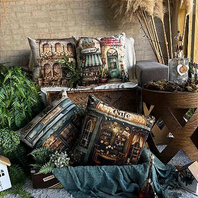 Capas para almofadas de veludo estampado (45x45) kit com 4 peças