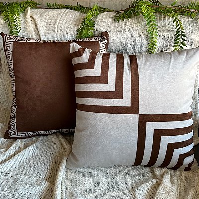 Capas para almofadas de veludo estampado geometrico 2 (45x45) kit com 2 peças