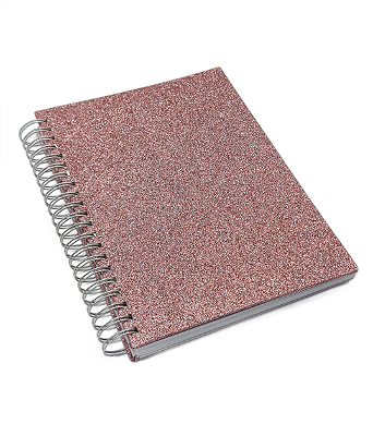 Caderno Universitário 200 Folhas 10 matérias Glitter Rosa