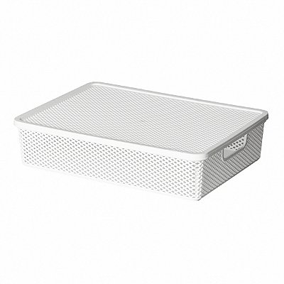 Cesto Com Tampa Cor Branco Porta Sulfite Escritório Lavanderia