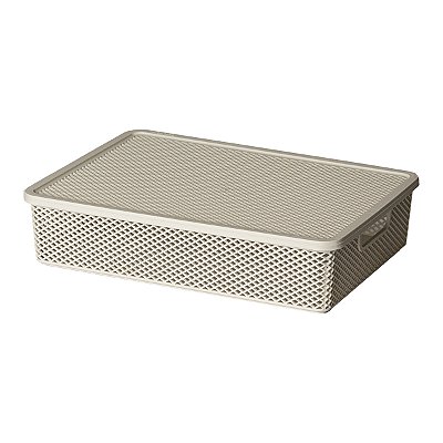 Cesto Creme Com Tampa Porta Papeis Escritório Organizador