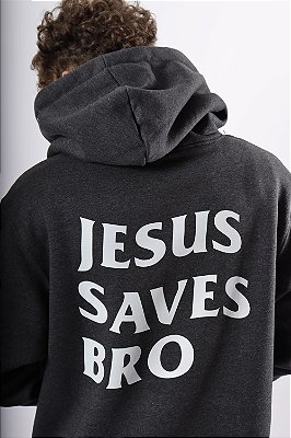 MOLETOM CANGURU JESUS SAVES BRO MESCLA
