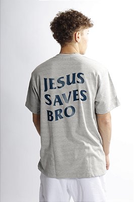 HERE I AMⓇ JESUS SAVES BRO MESCLA COM AZUL UNISSEX