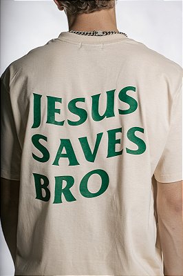 HERE I AMⓇ JESUS SAVES BRO CAQUI COM VERDE UNISSEX