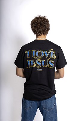 T-SHIRT I LOVE JESUS PRETA UNISSEX TRADICIONAL PREMIUM