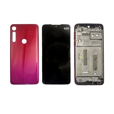 Tela Display Chassi Tampa Traseira Compativel Moto G8 Play Xt2015 Vermelho