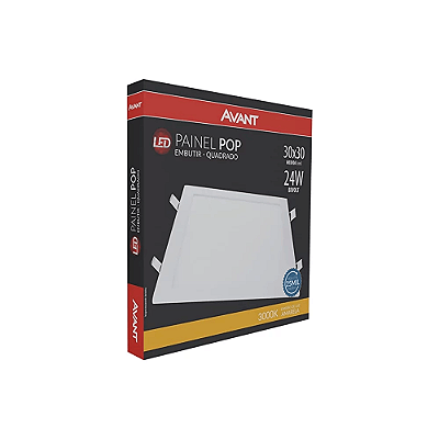 PAINEL LED EMBUT QUADR 30X30CM 3000K  24W - BIV  AVANT