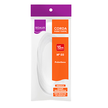 CORDA VARAL 15 METROS/Nº3  BR- SECALUX - POLIPROPILENO