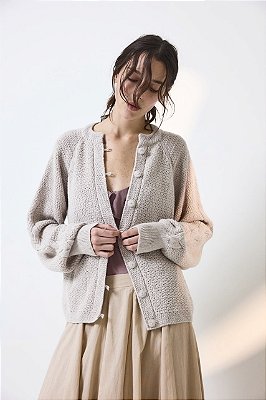 CARDIGAN NUDE - 100% BABY LHAMA