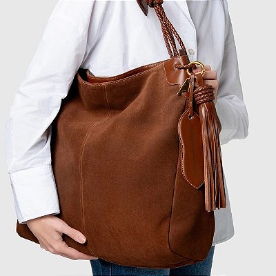 Bolsa Carrano + A.MAR - Suede Marrom Walnut