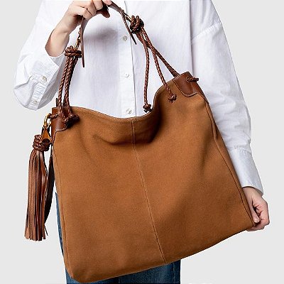 Bolsa Carrano + A.MAR - Suede Marrom Saddle