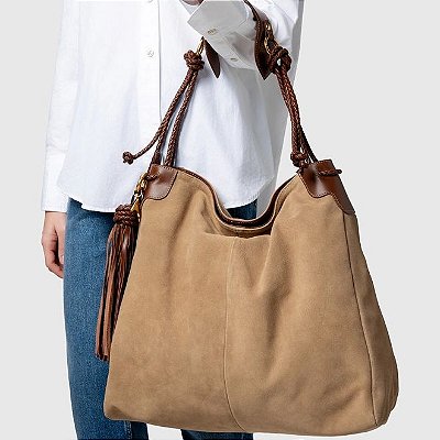 Bolsa Carrano + A.MAR - Suede Bege Almond