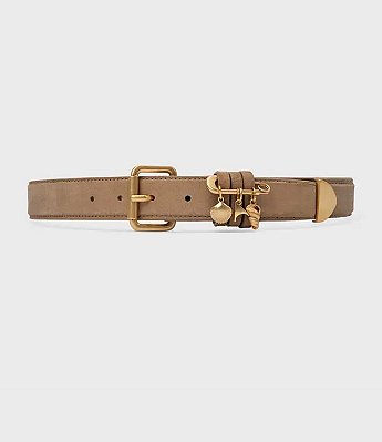 Cinto Carrano + A.mar Médio Couro Suede Bege Almond