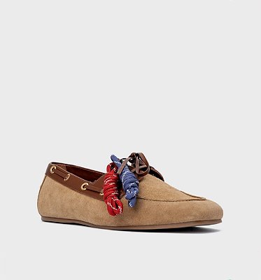 Loafer Dockside Carrano + A.mar Couro Suede Bege Almond