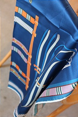 Lenço 100% seda Equestre Azul | Arandu