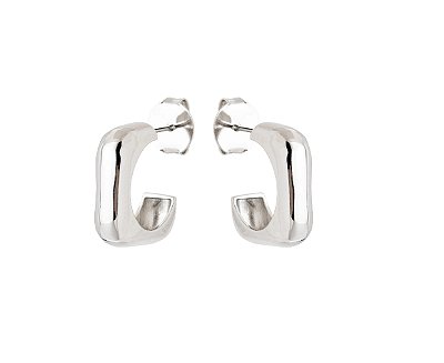 BRINCO MEIA ARGOLA TUBO QUADRADA P - RÓDIO BRANCO