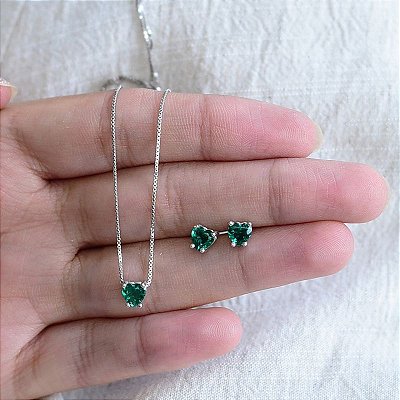 CONJUNTO CORAÇÃO ESMERALDA COLOMBIANA