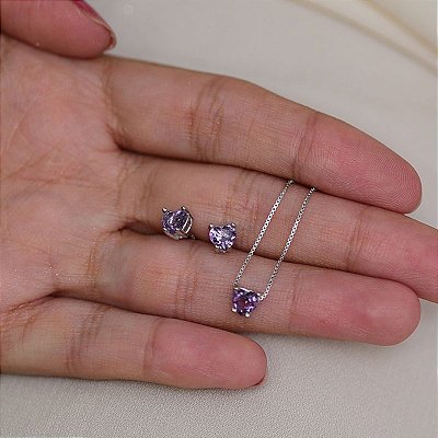 CONJUNTO CORAÇÃO AMETISTA