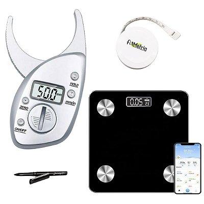 Kit Avaliação Física Adipômetro Digital Medidor de Gordura Com Balança - Fitmetria