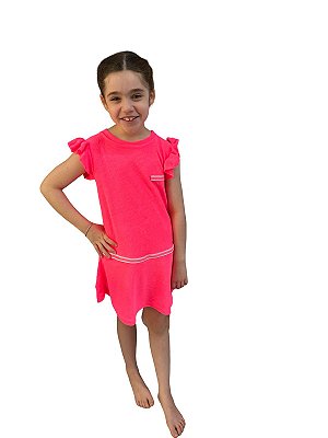 Vestido Atoalhado Pink Neon