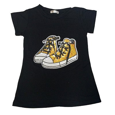 Camiseta Preta Tenis Amarelo